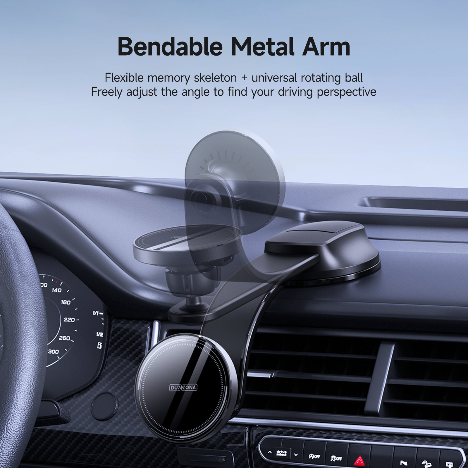 DUZZONA V3 Magnetic Wireless Car Charger Suction Cup Mount Phone Holder