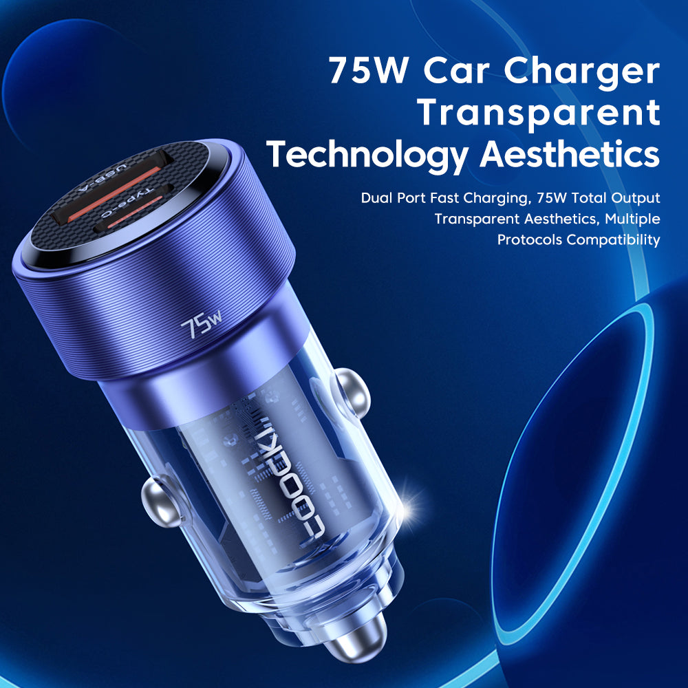 TOOCKI TQ-CC09 PD 45W Fast Car Charger USB-A+Type-C Cigarette Lighter Adapter Car Plug