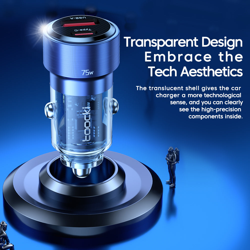 TOOCKI TQ-CC09 PD 45W Fast Car Charger USB-A+Type-C Cigarette Lighter Adapter Car Plug