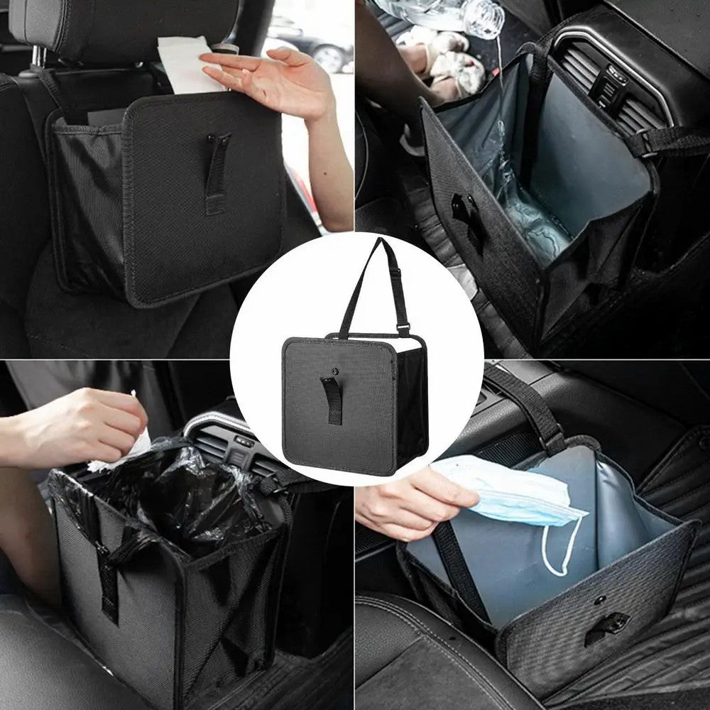 L1294 Foldable Car Trash Holder Storage Bag Vehicle Seat Back Oxford Cloth Trash Bin
