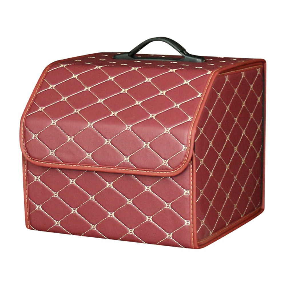10006 Foldable Car Trunk Organizer Container Leather Storage Box, Small Size