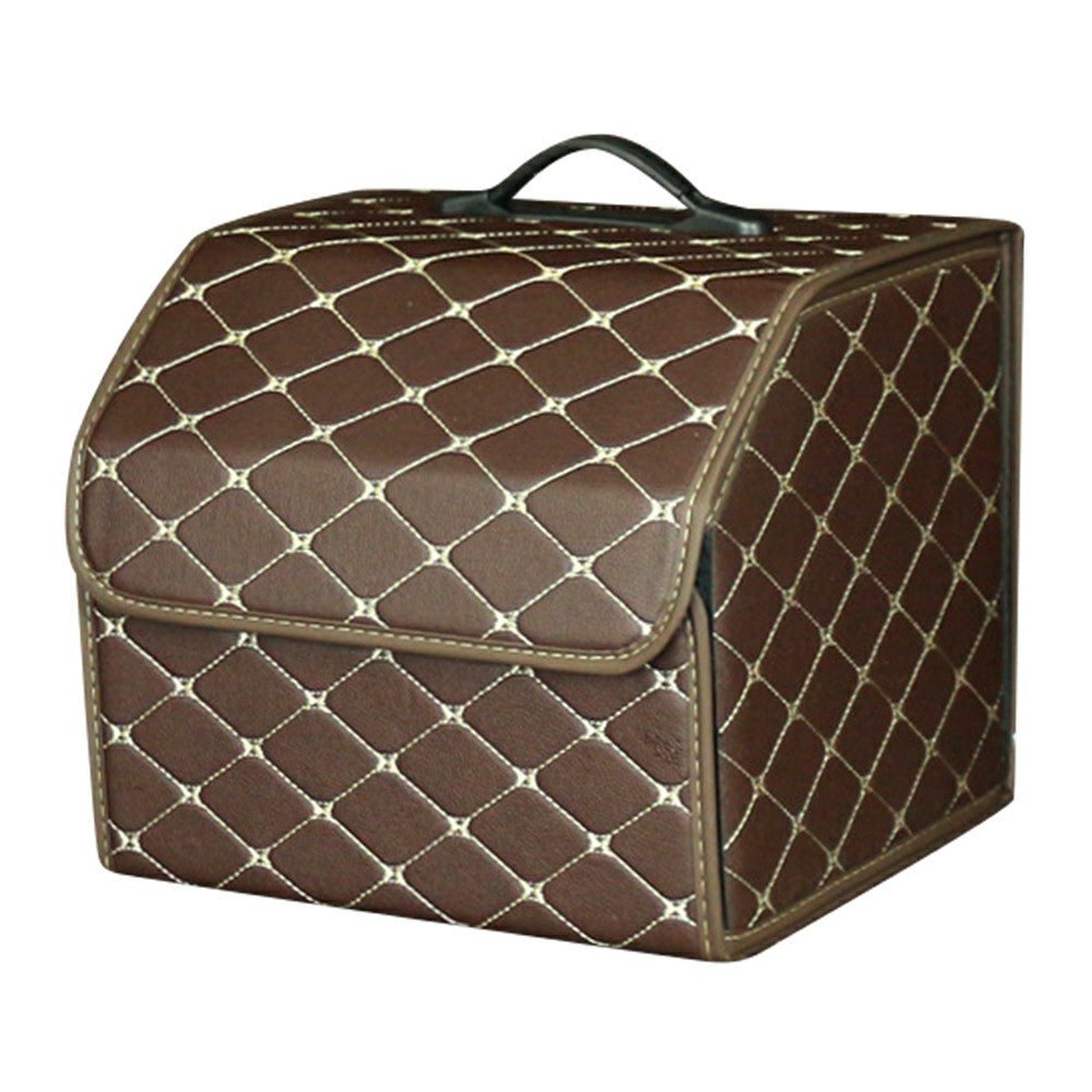 10006 Foldable Car Trunk Organizer Container Leather Storage Box, Small Size
