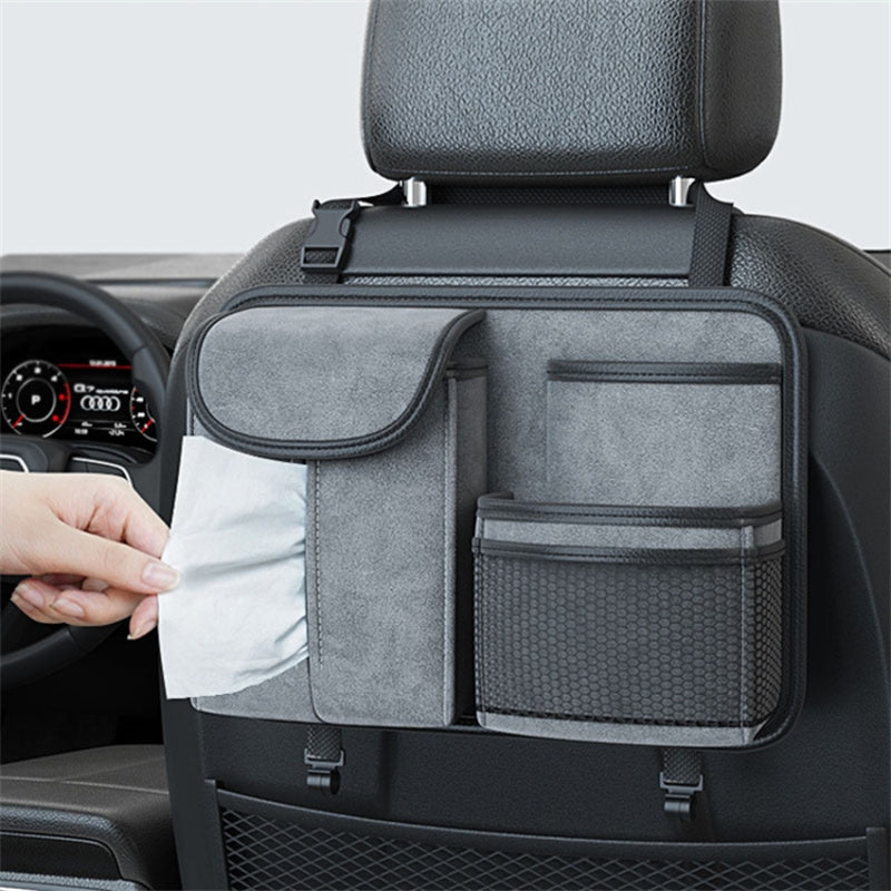 Sheepskin Leather Car Seat Back Organizer Tissue Holder Multi-function Storage Bag
