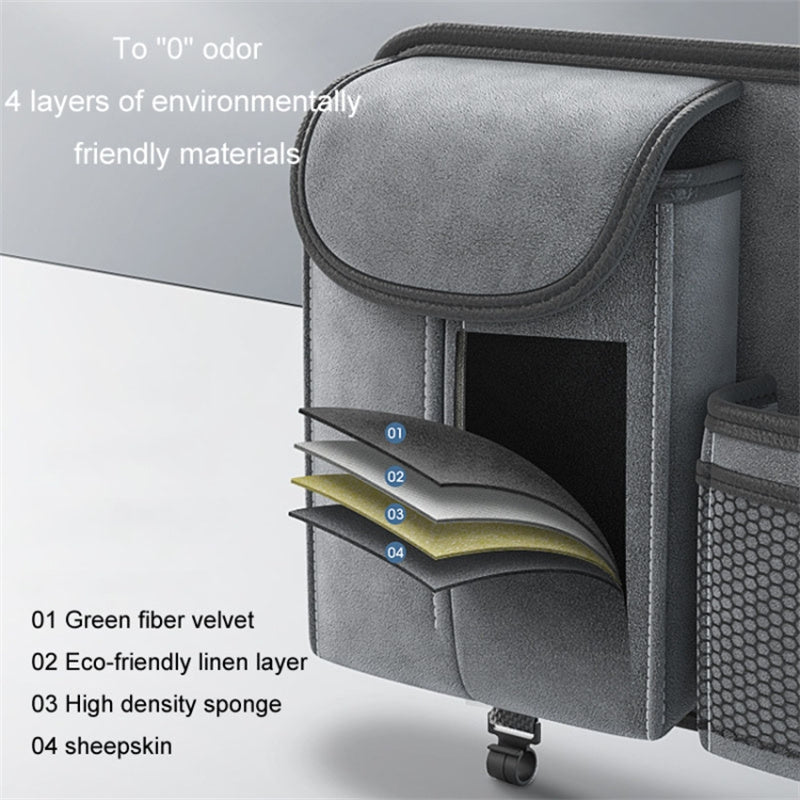 Sheepskin Leather Car Seat Back Organizer Tissue Holder Multi-function Storage Bag