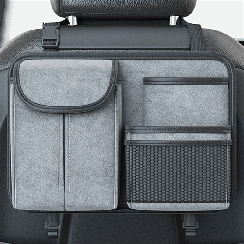 Sheepskin Leather Car Seat Back Organizer Tissue Holder Multi-function Storage Bag