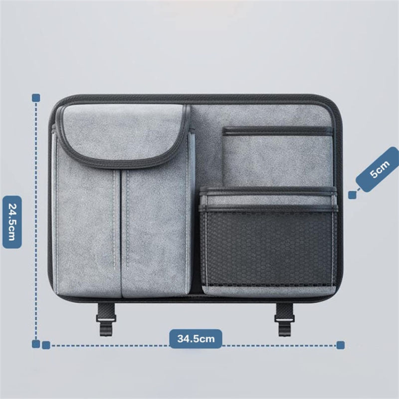 Sheepskin Leather Car Seat Back Organizer Tissue Holder Multi-function Storage Bag
