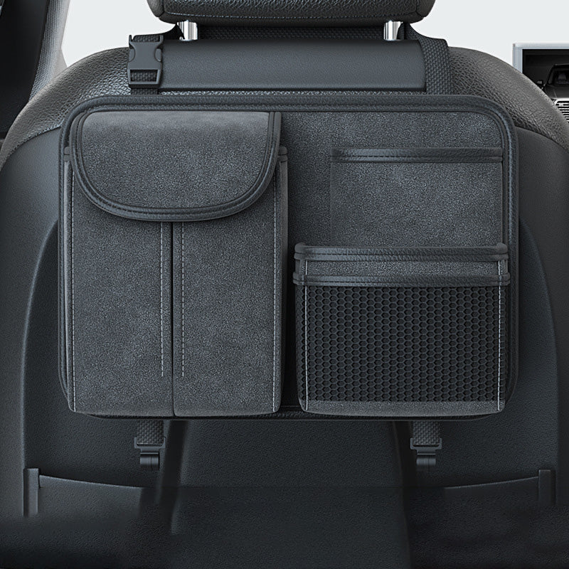 Sheepskin Leather Car Seat Back Organizer Tissue Holder Multi-function Storage Bag