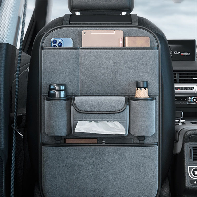 Car Seat Back Storage Bag Sheepskin Leather Hanging Organizer Tissue Holder
