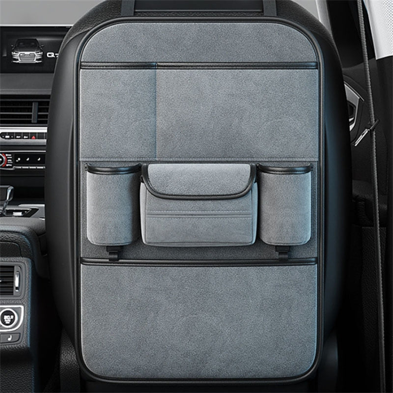 Car Seat Back Storage Bag Sheepskin Leather Hanging Organizer Tissue Holder