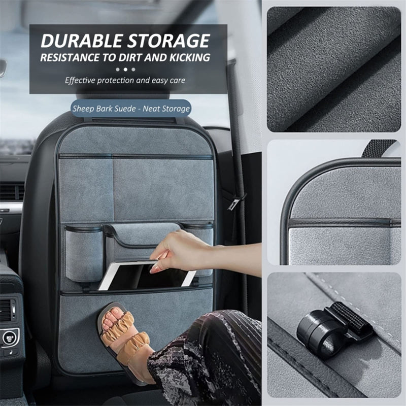 Car Seat Back Storage Bag Sheepskin Leather Hanging Organizer Tissue Holder