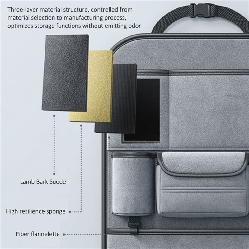 Car Seat Back Storage Bag Sheepskin Leather Hanging Organizer Tissue Holder