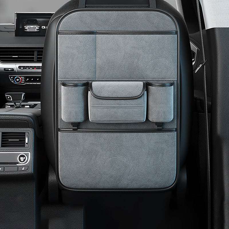 Car Seat Back Storage Bag Sheepskin Leather Hanging Organizer Tissue Holder