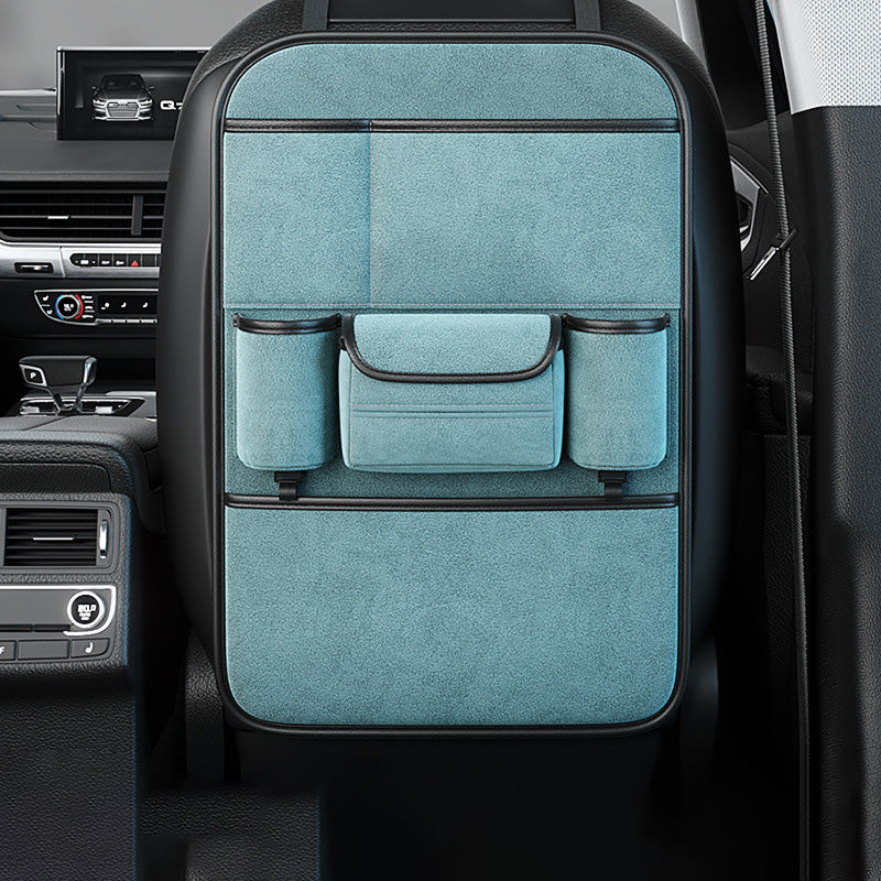 Car Seat Back Storage Bag Sheepskin Leather Hanging Organizer Tissue Holder