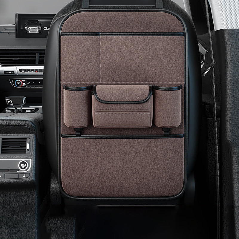 Car Seat Back Storage Bag Sheepskin Leather Hanging Organizer Tissue Holder