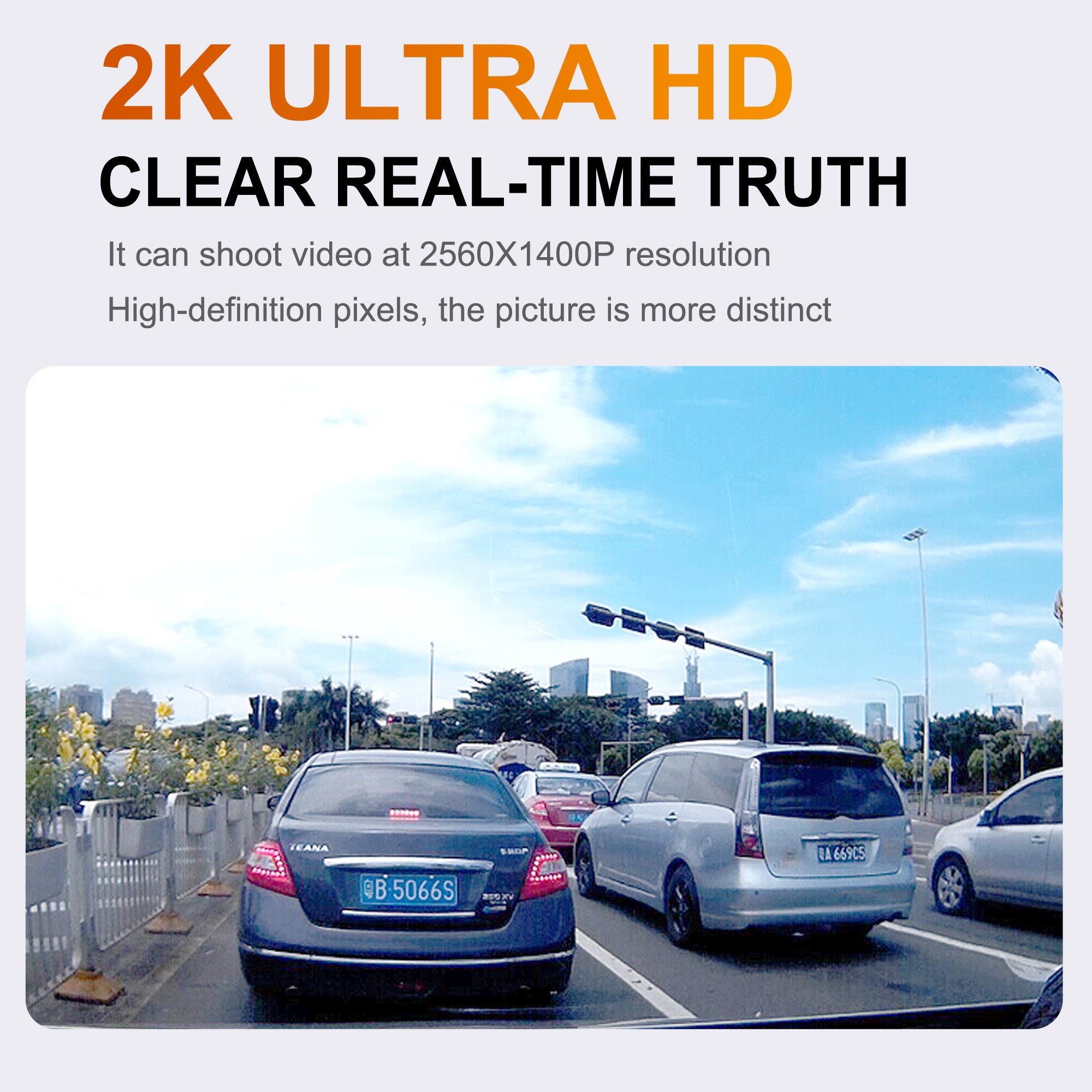 U06 Dual Lens Car Dashcam 2K Dash Cam Video Recorder with 1.47-Inch Screen