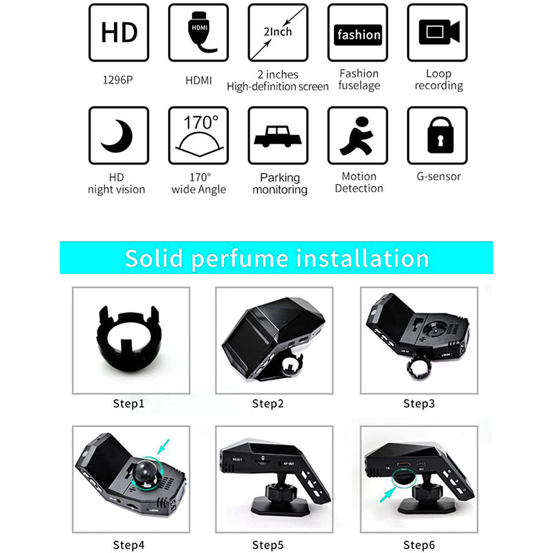 X4 Car Center Control Camera Aromatherapy Diffuser Dashcam Support 32G TF Card Storage