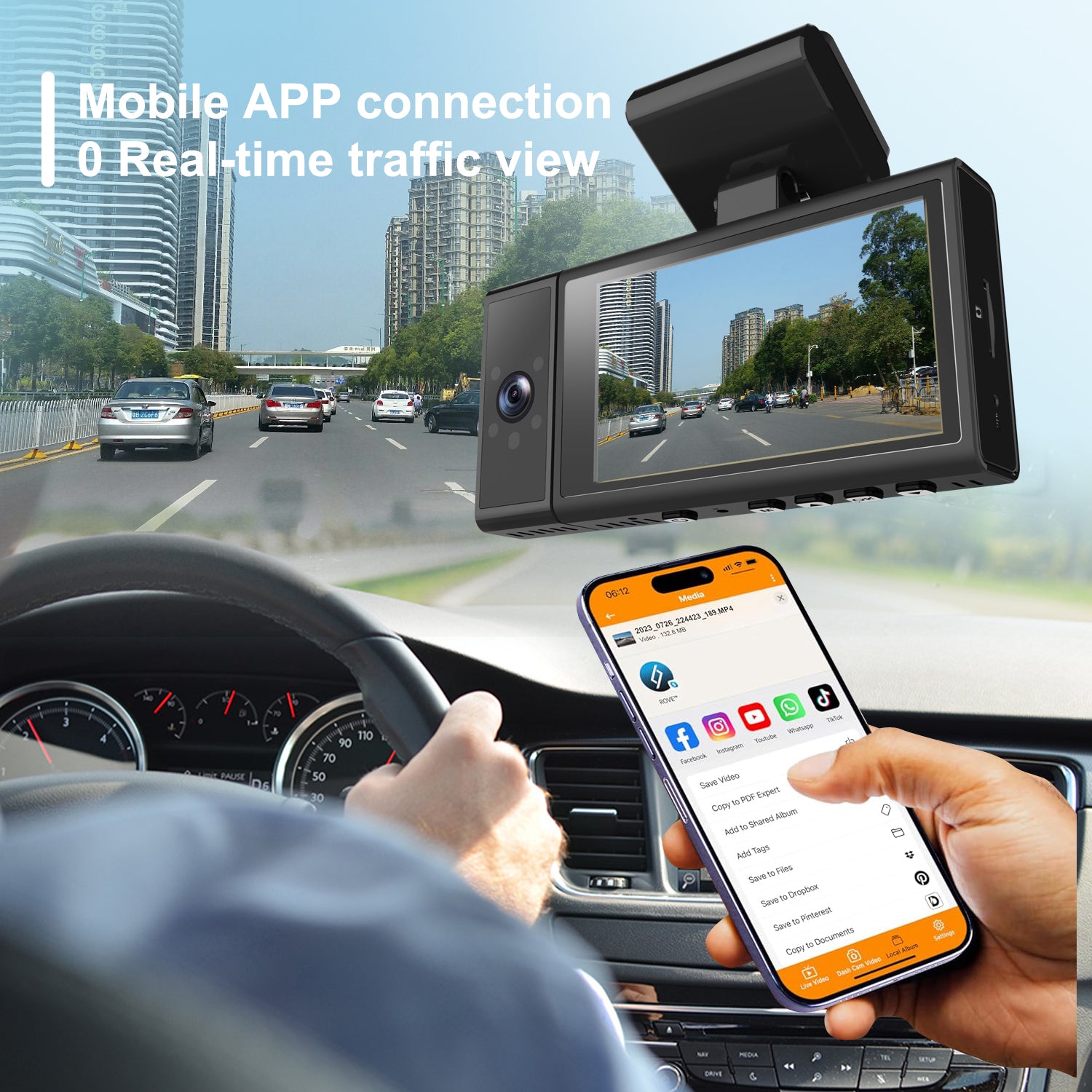 X12 Magnetic Mount Car Dash Camera 1080P+720P+720P 3-Shots Car Recorder