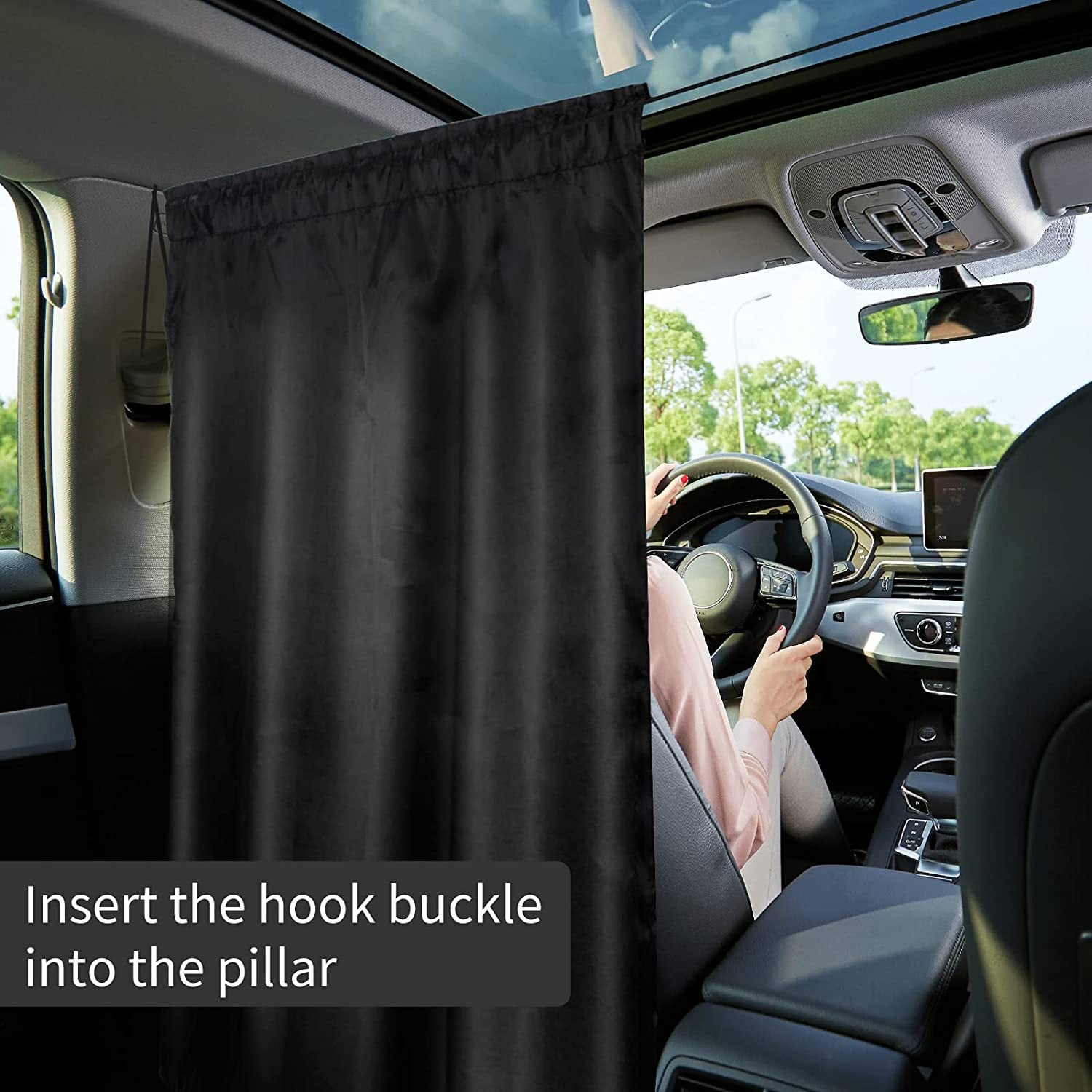 Single Layer 190T Pongee Privacy Protection Car Partition Curtain with 2 Rear Window Curtains