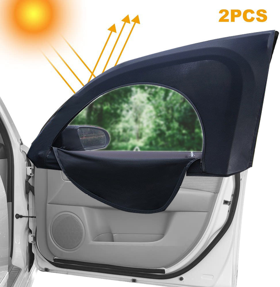 2Pcs / Set Anti-mosquito Car Window Mesh Curtain Sun Shade Breathable Window Curtain with Zipper Opening
