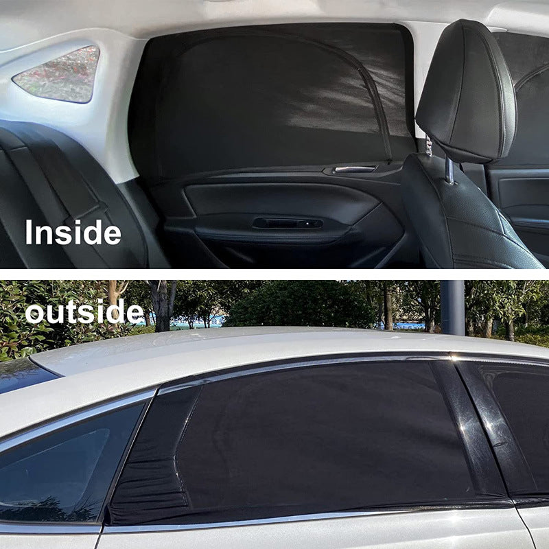 2Pcs / Set Anti-mosquito Car Window Mesh Curtain Sun Shade Breathable Window Curtain with Zipper Opening