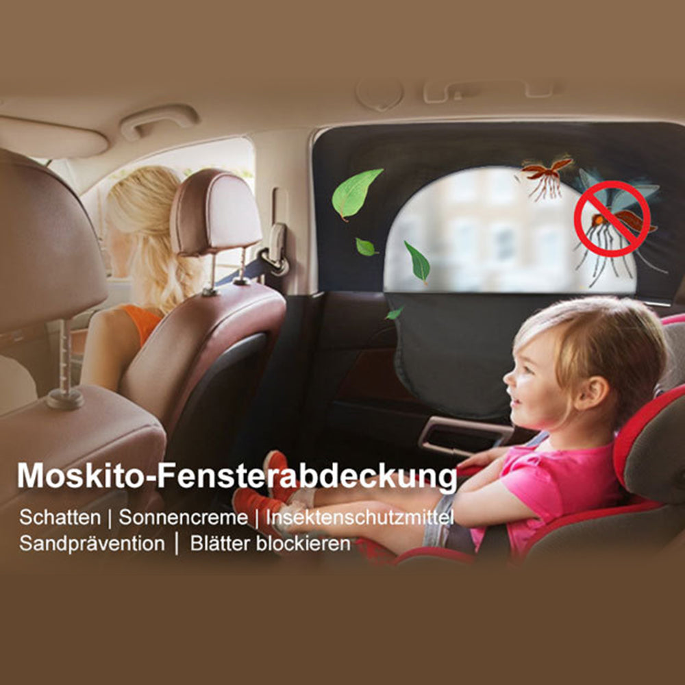 2Pcs / Set Anti-mosquito Car Window Mesh Curtain Sun Shade Breathable Window Curtain with Zipper Opening