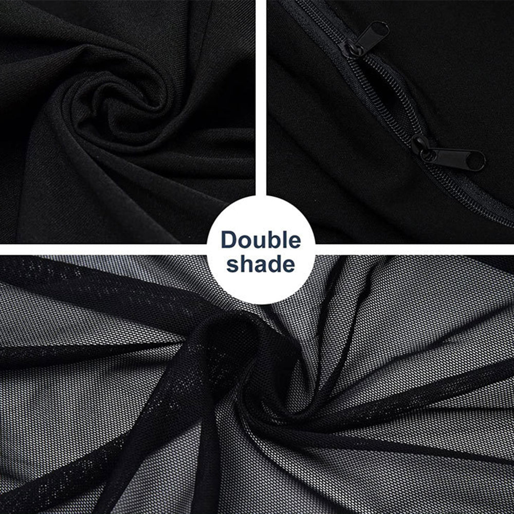 2Pcs / Set Anti-mosquito Car Window Mesh Curtain Sun Shade Breathable Window Curtain with Zipper Opening