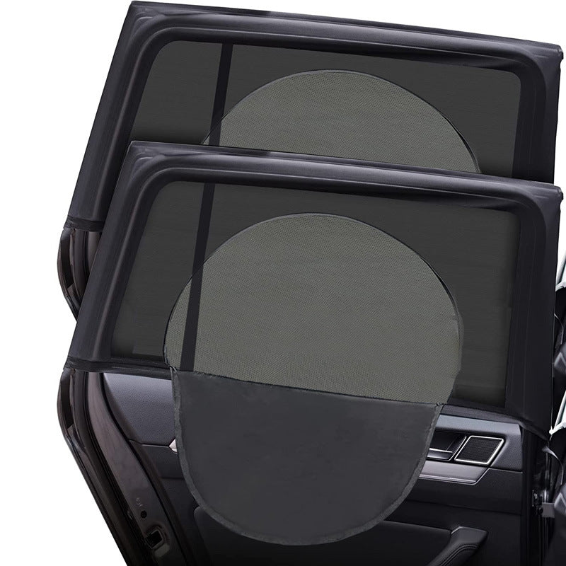 2Pcs / Set Anti-mosquito Car Window Mesh Curtain Sun Shade Breathable Window Curtain with Zipper Opening