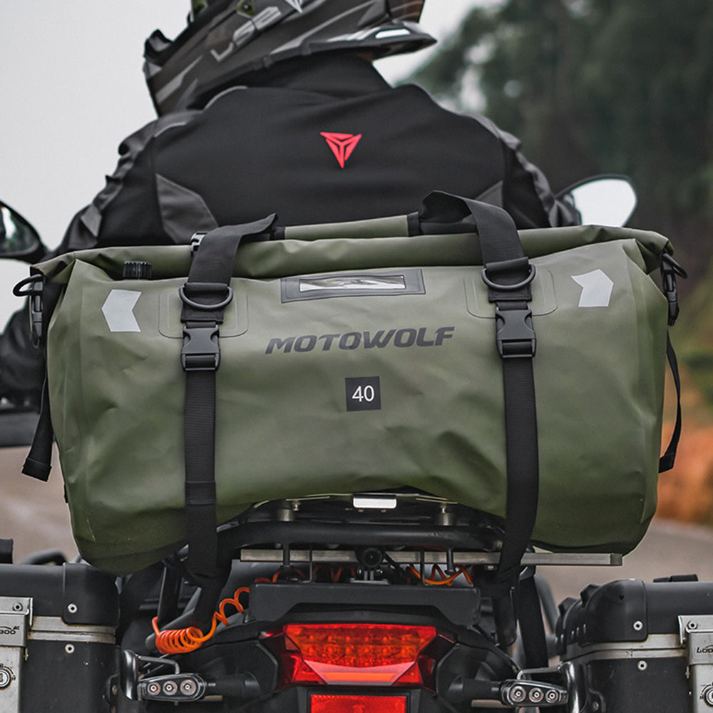 MOTOCENTRIC 40L Motorbike Rear Seat Pack Large Capacity Waterproof PVC Motorcycle Tail Bag