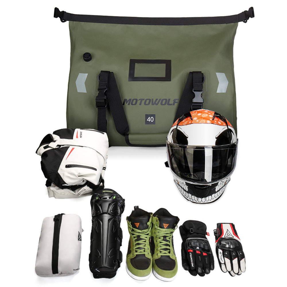 MOTOCENTRIC 40L Motorbike Rear Seat Pack Large Capacity Waterproof PVC Motorcycle Tail Bag
