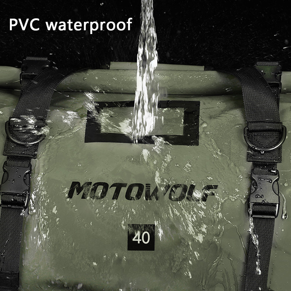 MOTOCENTRIC 40L Motorbike Rear Seat Pack Large Capacity Waterproof PVC Motorcycle Tail Bag