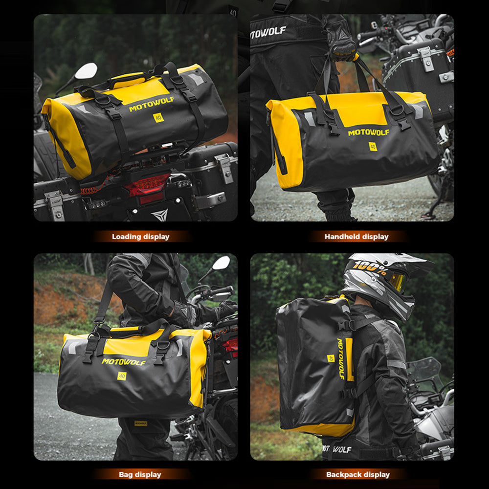 MOTOCENTRIC 40L Motorbike Rear Seat Pack Large Capacity Waterproof PVC Motorcycle Tail Bag