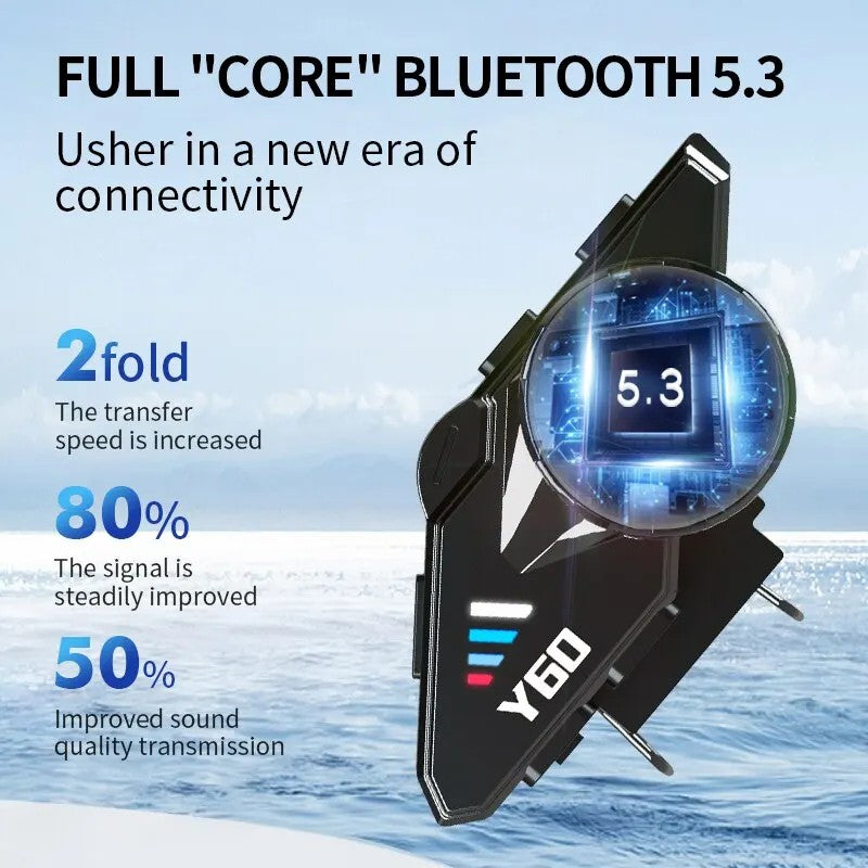 Y60 Motorcycle Bluetooth Headset Waterproof Helmet Speakers Noise Cancellation / FM Radio