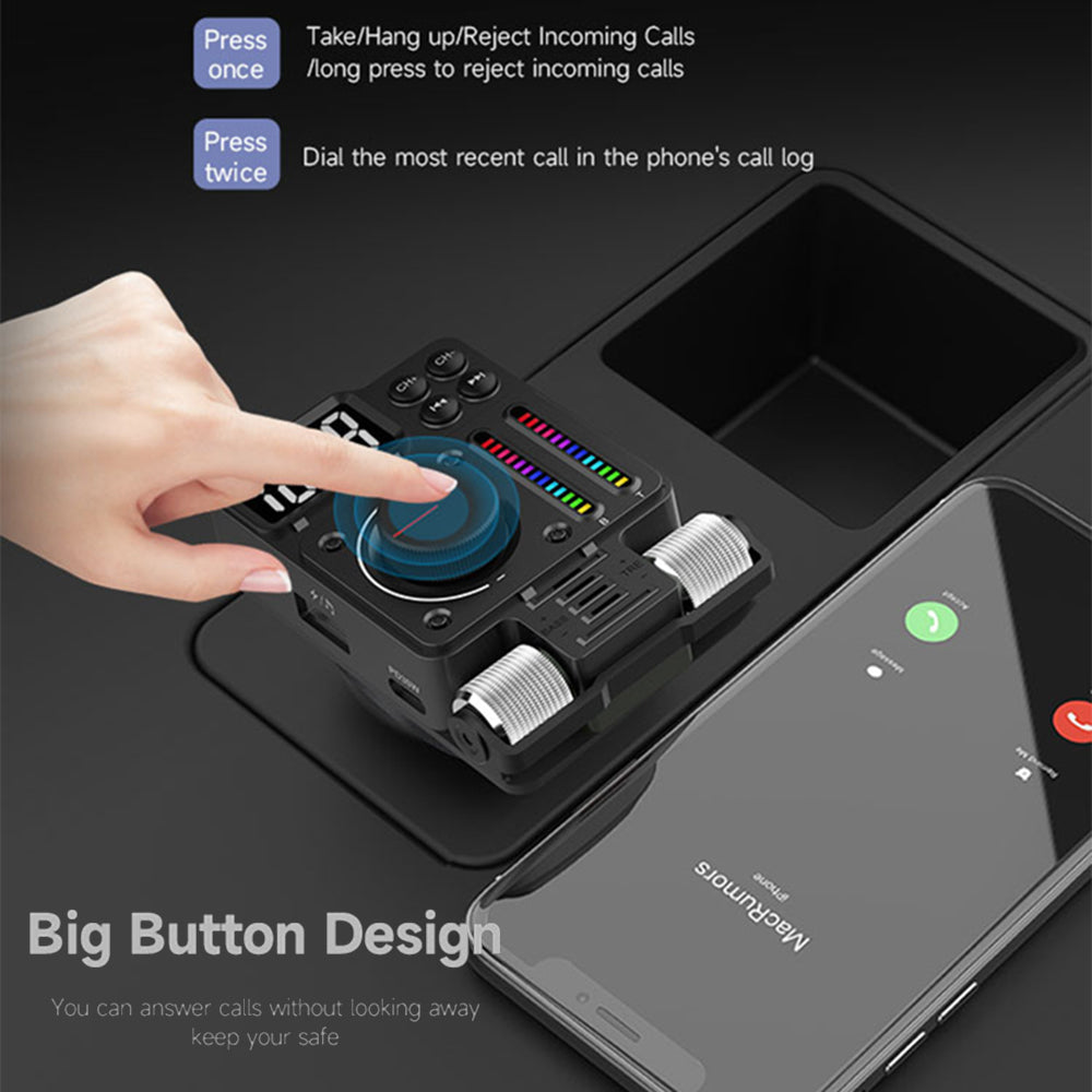 MT01 Ambient Light Car Bluetooth Adapter FM Transmitter MP3 Music Player Type-C + USB Car Charger