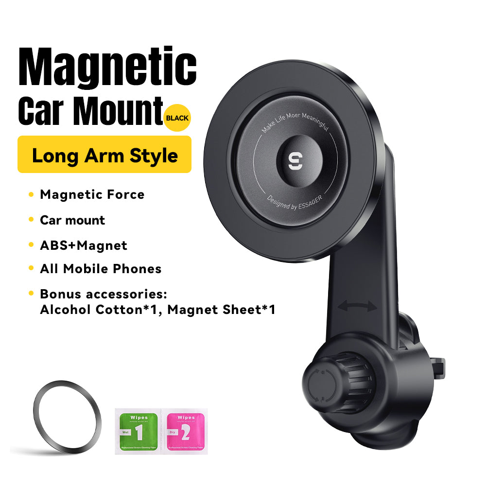 ESSAGER ES-ZJ27 Long Arm Style Magnetic Car Air Vent Phone Holder 360 Degrees Rotation Cellphone Bracket