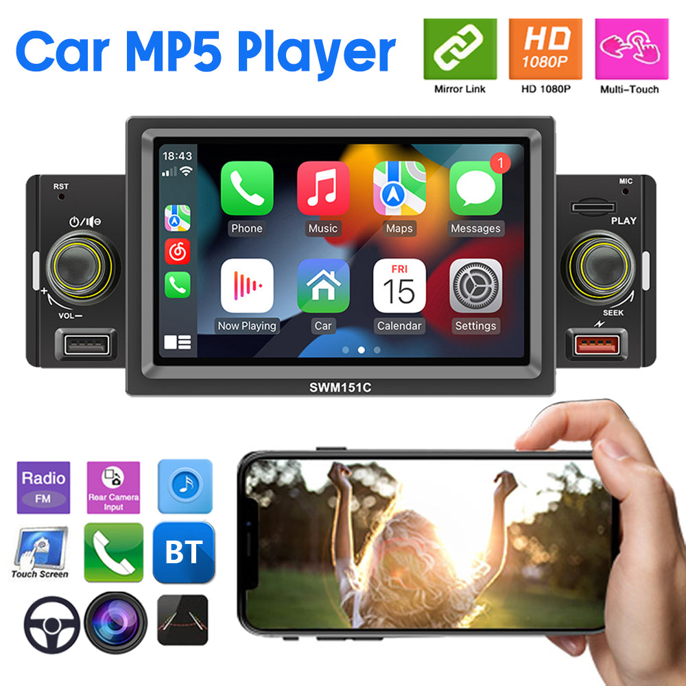 SWM151C 5-inch Display Car Play Mobile Phone Interconnection Car Bluetooth MP5 Player