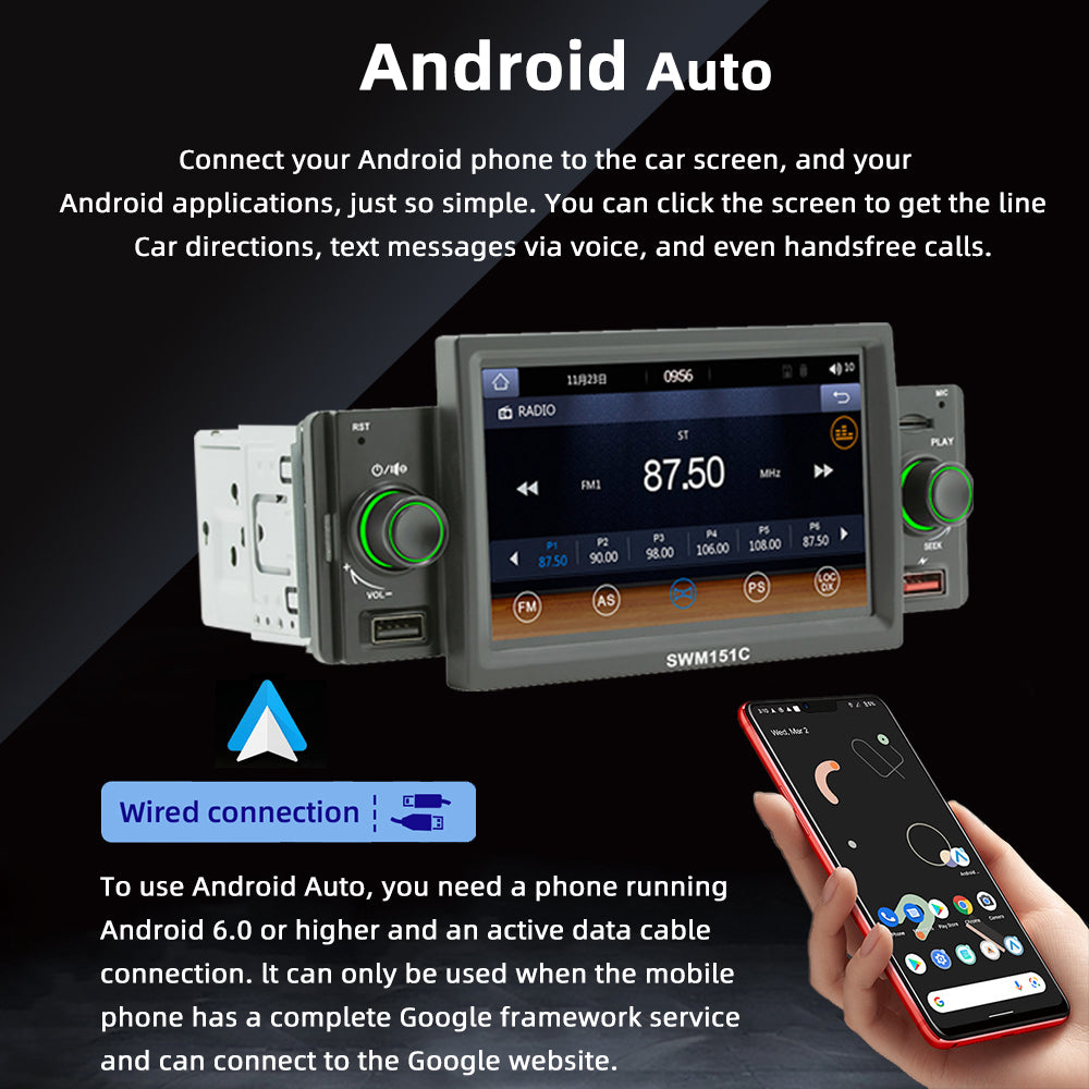 SWM151C 5-inch Display Car Play Mobile Phone Interconnection Car Bluetooth MP5 Player