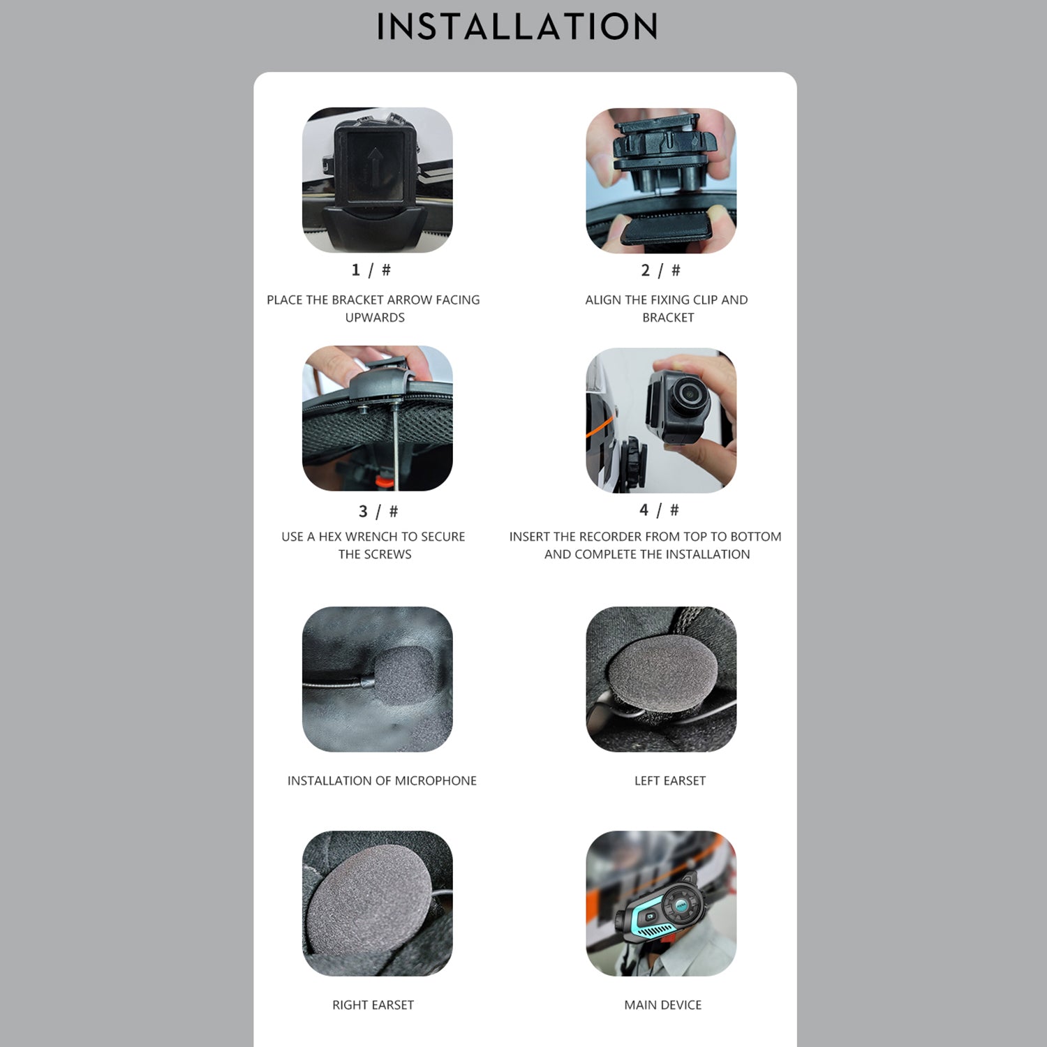 S40 Motorcycle Intercom Waterproof Bluetooth Motorbike Helmet Interphone Video Recorder