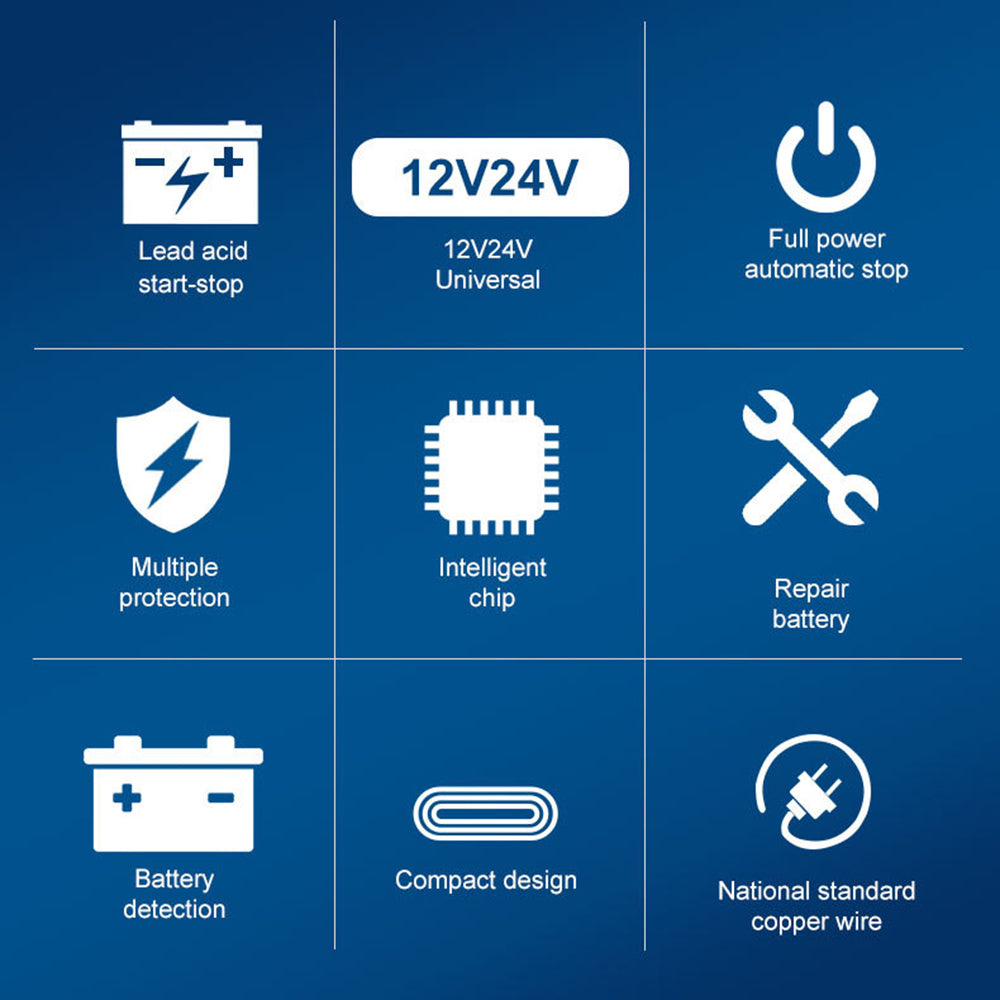 E-FAST TK-1500 Touch Screen Car Automatic Battery Charger for Lithium LiFePO4 AGM GEL Lead-Acid