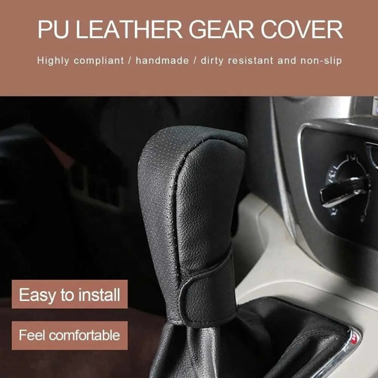 Universal Car Gear Shift Knob Cover Anti-slip PU Leather Protective Cover