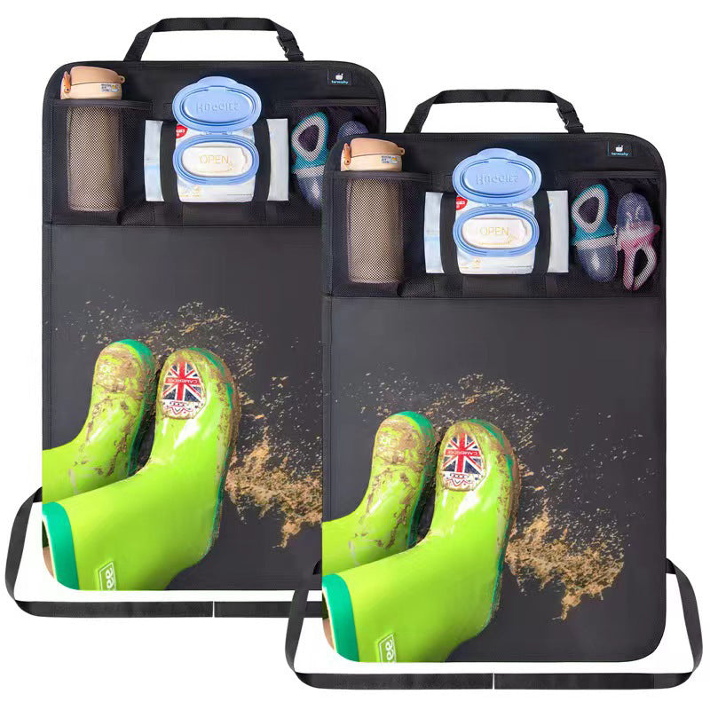 Car Back Seat Oxford Fabric Storage Bag and Seat Back Anti-Kick Mat
