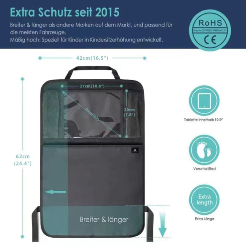 Car Back Seat Oxford Fabric Storage Bag and Seat Back Anti-Kick Mat