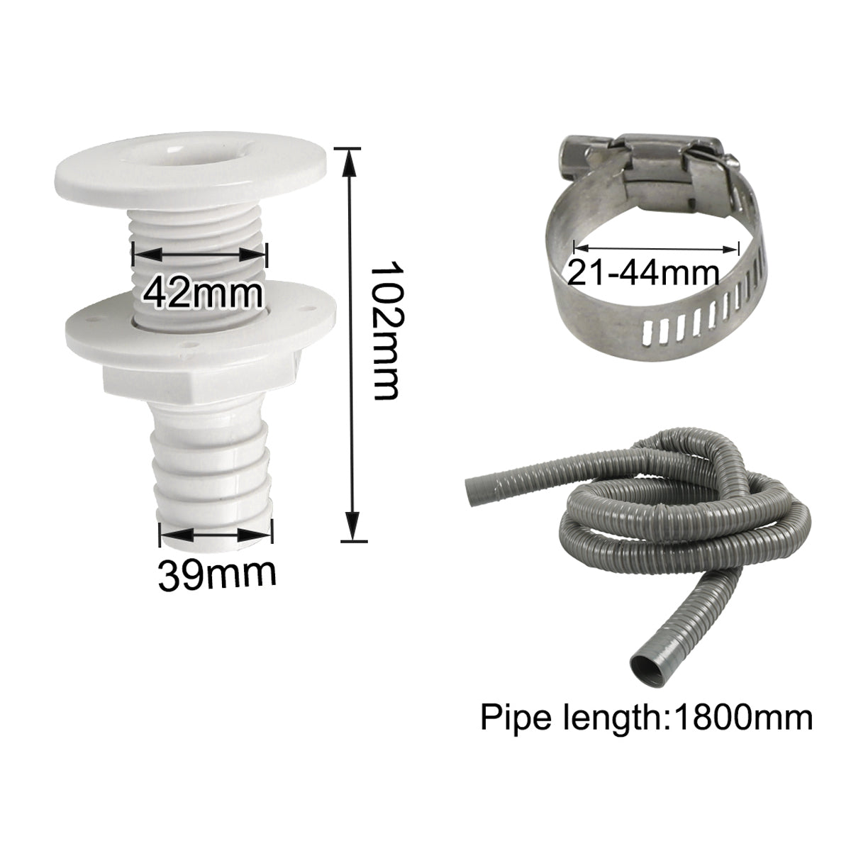 A7991 Bilge Pump Hose 1-1 / 2-Inch Dia Plumbing Kit (39mm Hose Clamp+6ft 39mm Corrugated Hose)