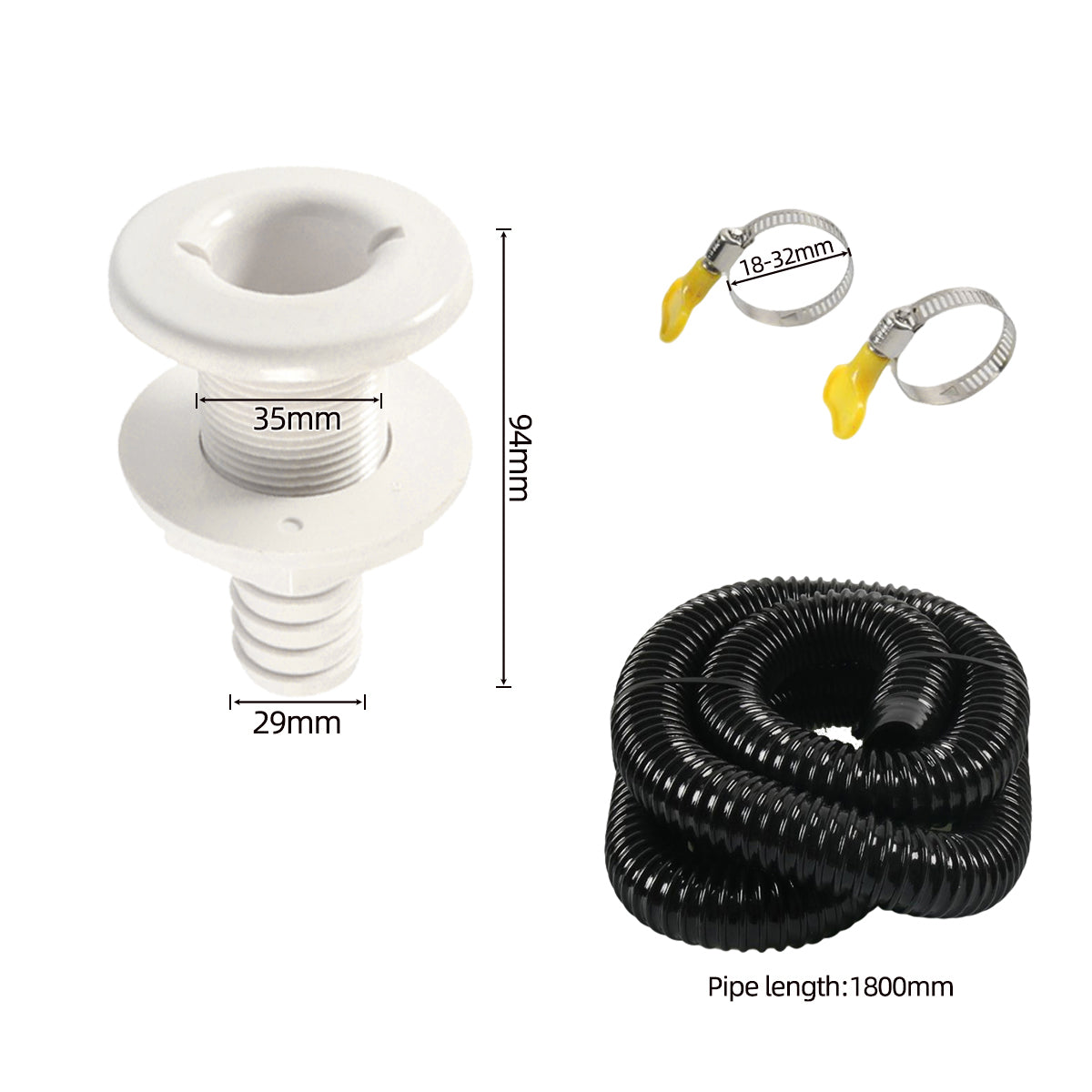A7959 1-1 / 8-Inch Dia Plumbing Kit Bilge Pump Installation Tool (29mm Hose Clamp+6ft 29mm Corrugated Hose)