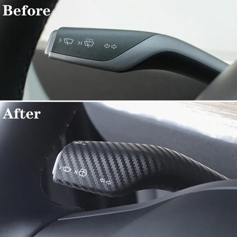 1 Pc For Tesla Model 3 / Y Carbon Fiber Texture All Inclusive Snap-on Car Gear Lever Cover
