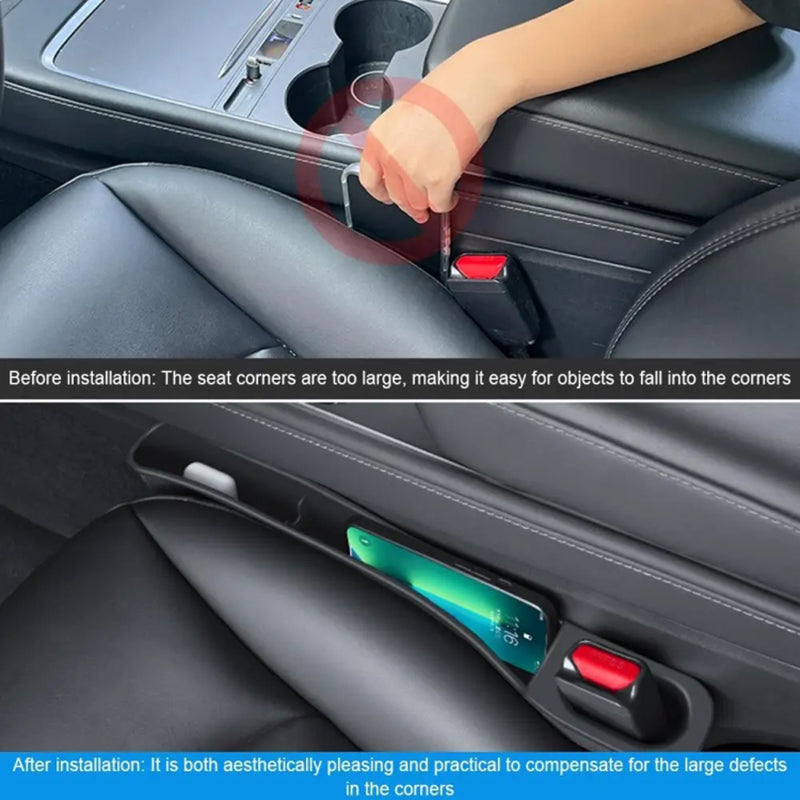 2Pcs For Tesla Model 3 / Y TPE Car Seat Gap Storage Box Crevice Organizer