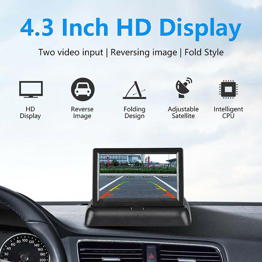 RH-315 4.3-inch Folding Car Backup Monitor with License Plate Backup Camera Set 2.4G Wireless Connection