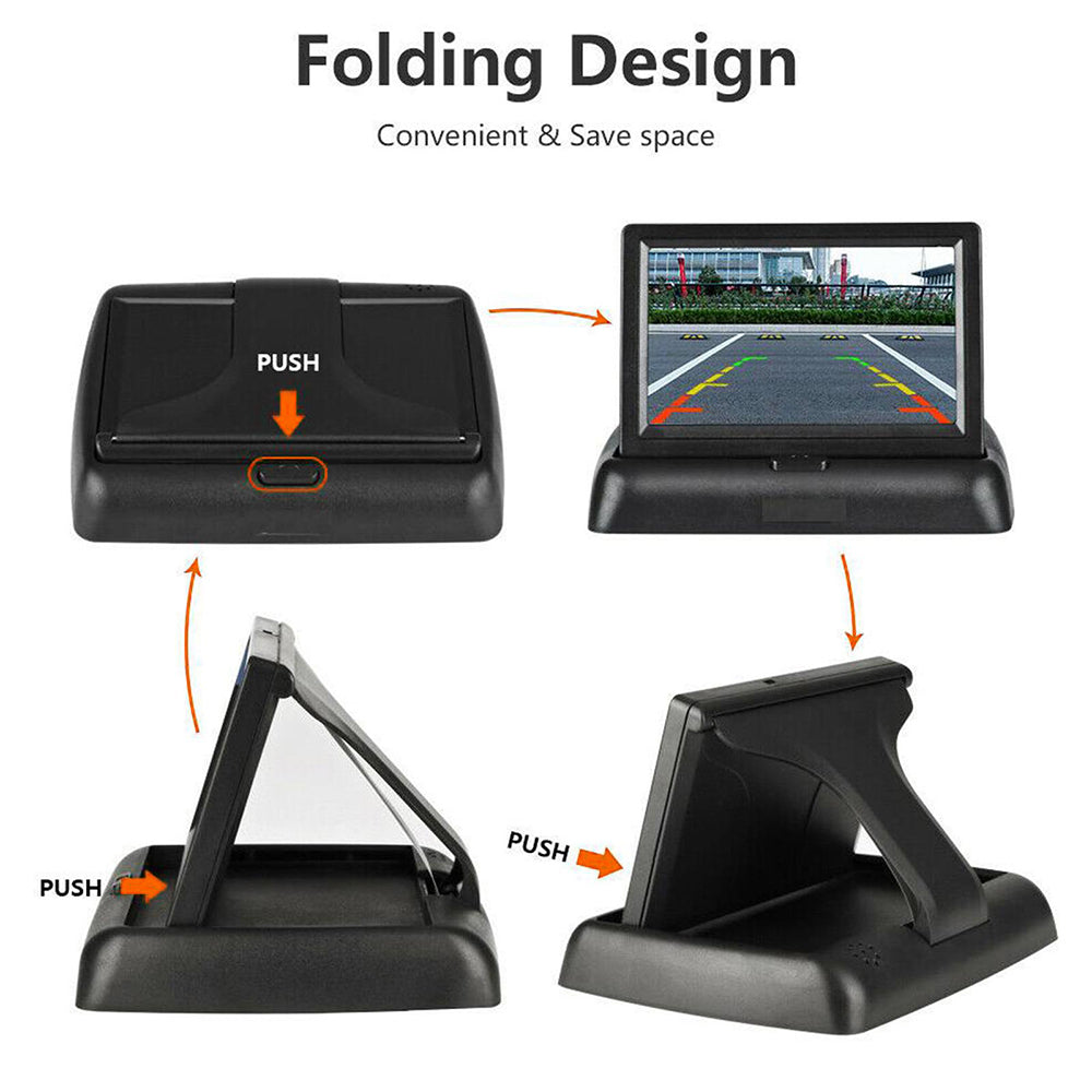 RH-315 4.3-inch Folding Car Backup Monitor with License Plate Backup Camera Set 2.4G Wireless Connection
