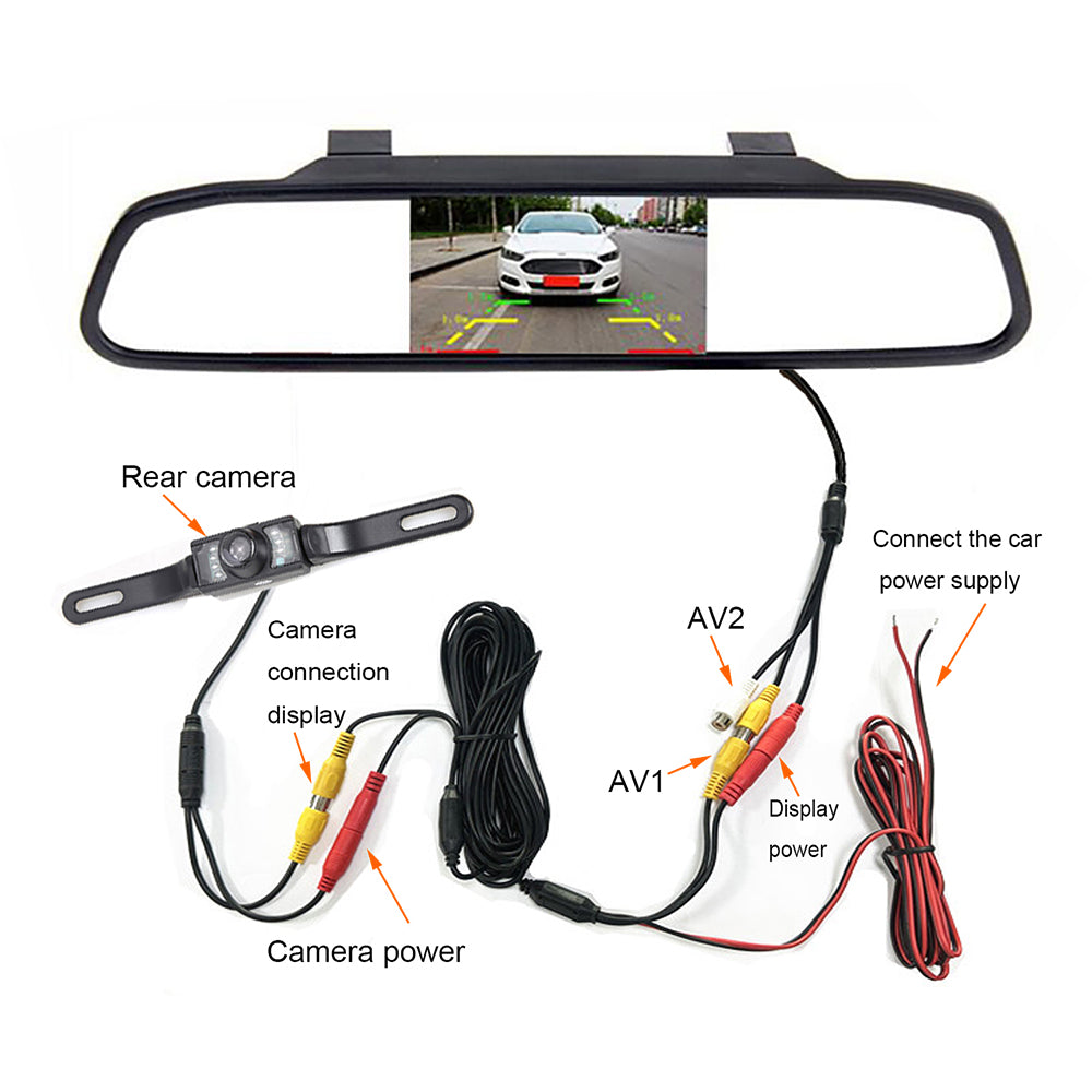 RH-311 4.3-inch Rear View Mirror Display Backup Rear Camera Set Car Auto Parking System Kit