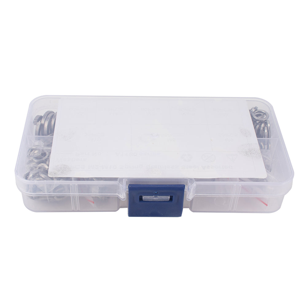 A1180 410Pcs M2-M10 Stainless Steel Assorted Spring Washers with Plastic Box