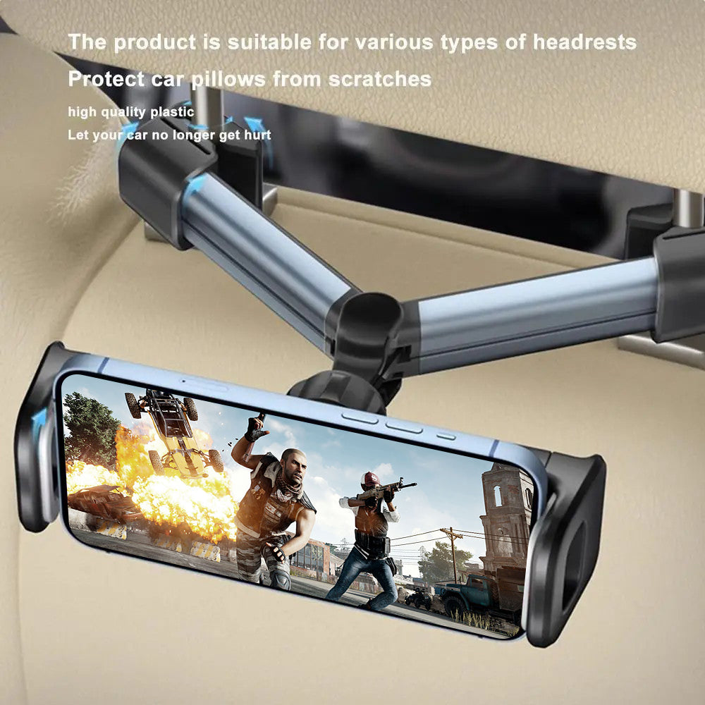 BZ-H5 Car Headrest Backseat Mount Adjustable Telescopic Universal Phone Tablet Car Holder for iPhone 16 / 16 Ultra / 16 Pro / 16 Pro Max